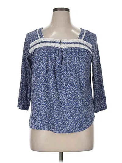 Pre-owned Carole Hochman 3/4 Sleeve Blouse In Blue