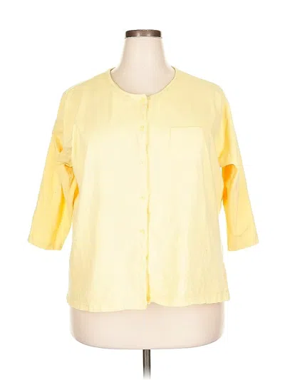 Pre-owned Carole Hochman 3/4 Sleeve Button Down Shirt In Yellow