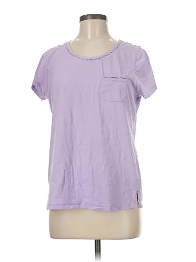 Pre-owned Carole Hochman Short Sleeve Top Purple Crew Neck Tops