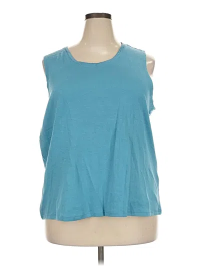 Pre-owned Carole Hochman Sleeveless Top Teal Scoop Neck Tops
