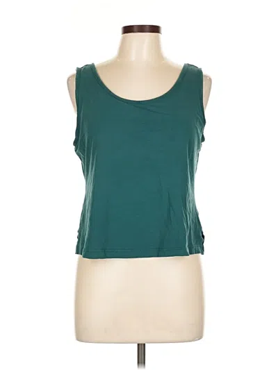 Pre-owned Carole Hochman Sleeveless Top Teal Scoop Neck Tops In Blue
