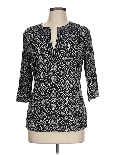 Pre-owned Carole Little 3/4 Sleeve Blouse In Black