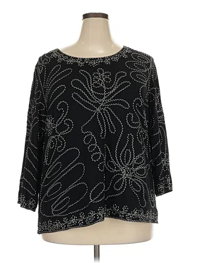 Pre-owned Carole Little 3/4 Sleeve Blouse In Black