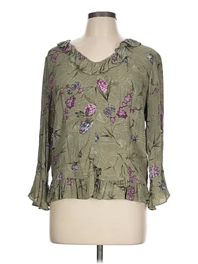 Pre-owned Carole Little 3/4 Sleeve Blouse In Green