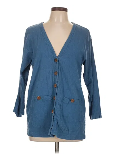 Pre-owned Carole Little 3/4 Sleeve Button Down Shirt In Blue