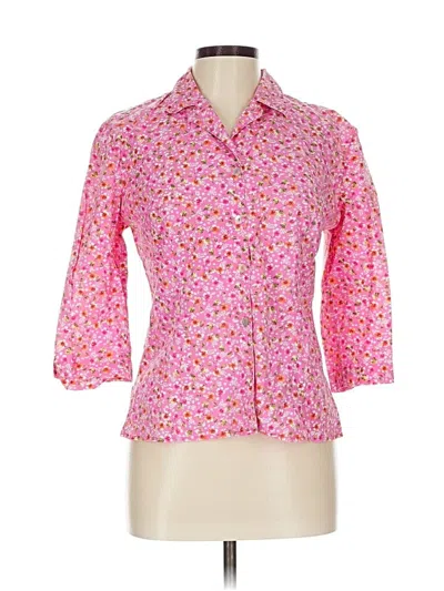 Pre-owned Carole Little 3/4 Sleeve Button Down Shirt In Pink