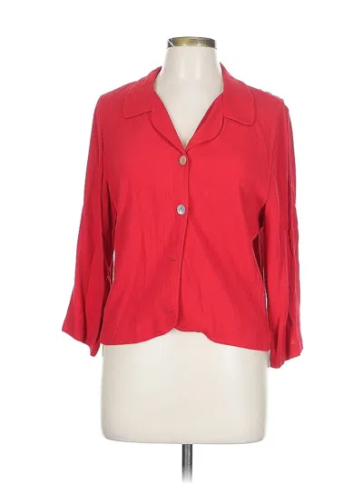 Pre-owned Carole Little 3/4 Sleeve Button Down Shirt In Red
