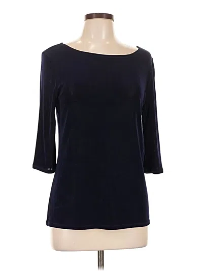 Pre-owned Carole Little 3/4 Sleeve Top Black Boatneck Tops