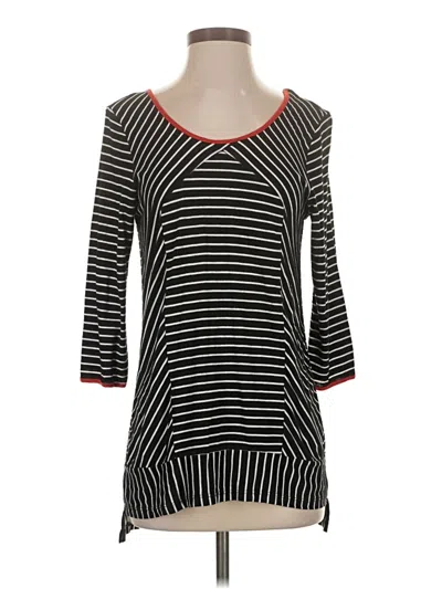 Pre-owned Carole Little 3/4 Sleeve Top Black Scoop Neck Tops