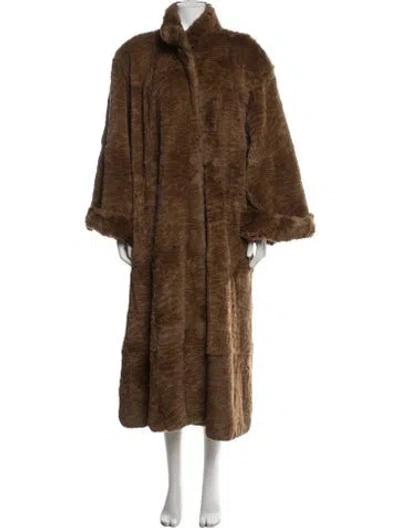 Pre-owned Carole Little Faux Fur Coat In Brown