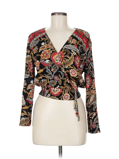 Pre-owned Carole Little Long Sleeve Blouse In Black