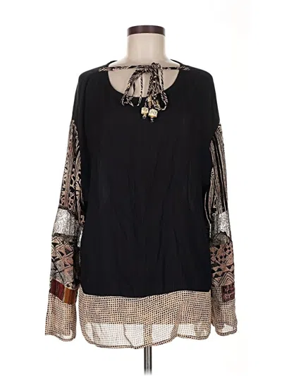 Pre-owned Carole Little Long Sleeve Blouse In Black