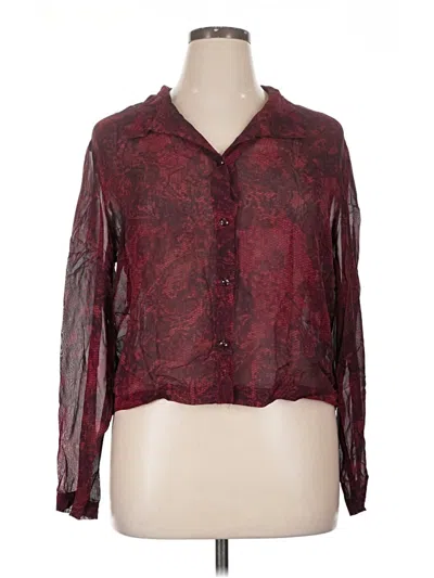 Pre-owned Carole Little Long Sleeve Blouse In Burgundy