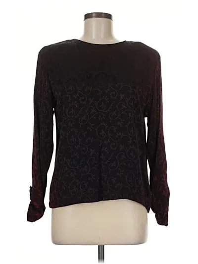 Pre-owned Carole Little Long Sleeve Blouse In Burgundy