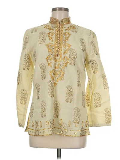 Pre-owned Carole Little Long Sleeve Blouse In Gold