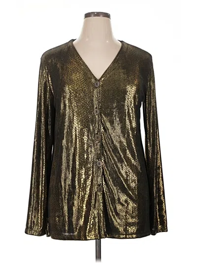 Pre-owned Carole Little Long Sleeve Blouse In Gold