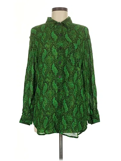 Pre-owned Carole Little Long Sleeve Blouse In Green