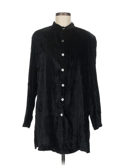 Pre-owned Carole Little Long Sleeve Button Down Shirt In Black