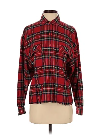 Pre-owned Carole Little Long Sleeve Button Down Shirt In Red