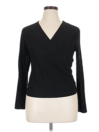 Pre-owned Carole Little Long Sleeve Top Black V-neck Tops