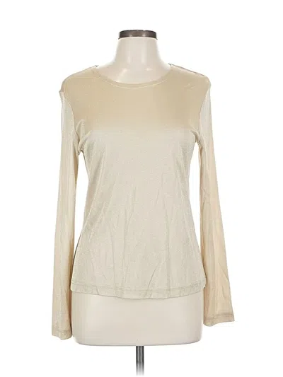 Pre-owned Carole Little Long Sleeve Top Ivory Boatneck Tops In White