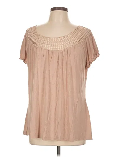 Pre-owned Carole Little Short Sleeve Blouse In Tan