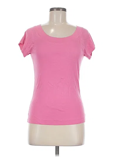 Pre-owned Carole Little Short Sleeve Top Pink Scoop Neck Tops
