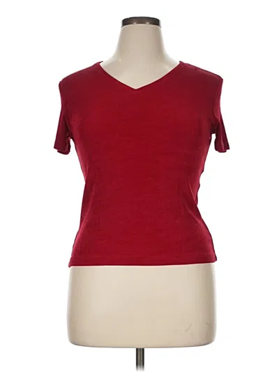Pre-owned Carole Little Short Sleeve Top Red V-neck Tops