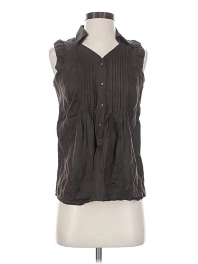 Pre-owned Carole Little Sleeveless Button Down Shirt In Gray
