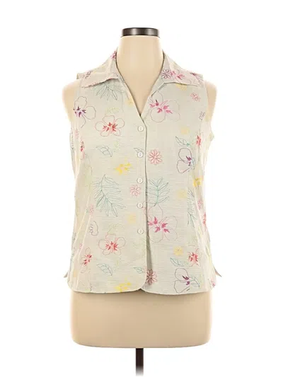 Pre-owned Carole Little Sleeveless Silk Top Ivory Halter Neckline Tops In White