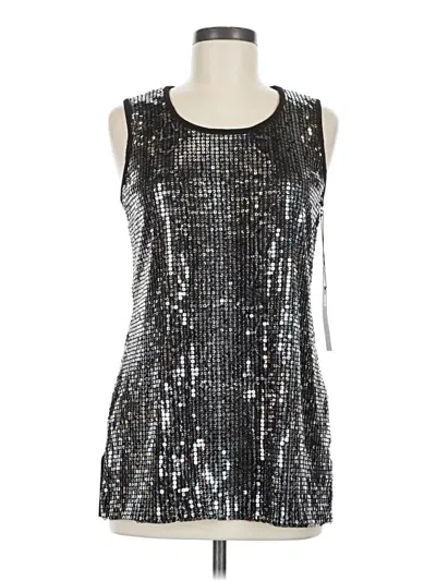 Carole Little Sleeveless Top Silver Halter Neckline Tops