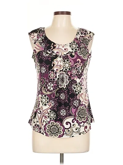 Pre-owned Carole Little Tank Top Purple Open Neckline Tops
