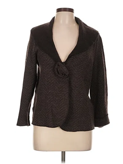 Pre-owned Carole Little Wool Cardigan Sweater In Brown