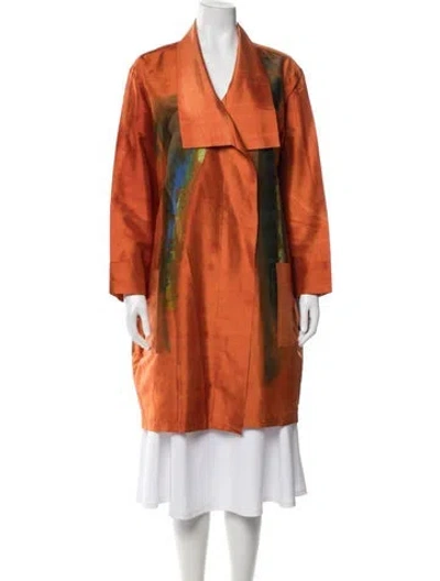 Pre-owned Carole Waller Graphic Print Coat In Orange