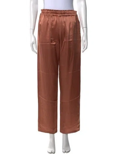 Pre-owned Carole Waller Silk Wide Leg Pants In Brown