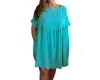 CAROLE'S COLLECTIONS OVERSIZED TENCEL MINERAL WASH DRESS IN TEAL