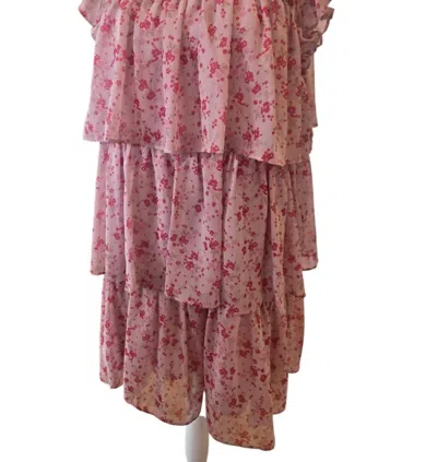 Carole's Collections Short Tiered Floral Dress In Pink