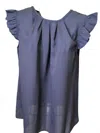Carole's Collections Women's Ruffle Sleeve Top In Navy In Blue