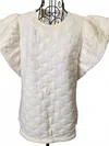 Carole's Collections Women's Textured Ruffled Sleeve Top In Cream In Neutral