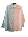 Carole's Collections Women's Two Tone Cotton Top In Light Blue In Pink