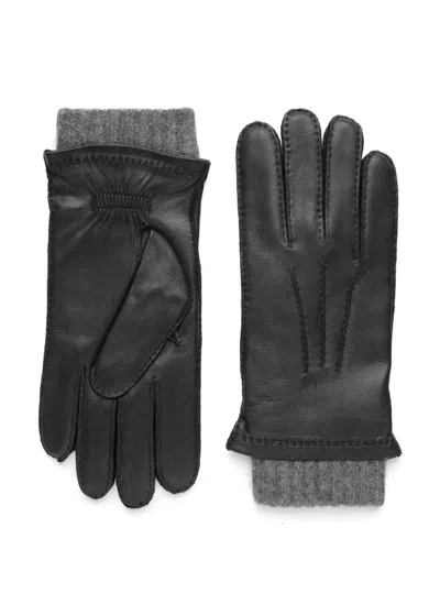 Carolina Amato Men's James Deerskin Detachable Gloves In Black/heather Grey In Multi