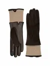 Carolina Amato Suede Back Touch Tech Gloves - Medium In Brown