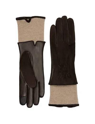 Carolina Amato Suede Back Touch Tech Gloves - Small In Brown