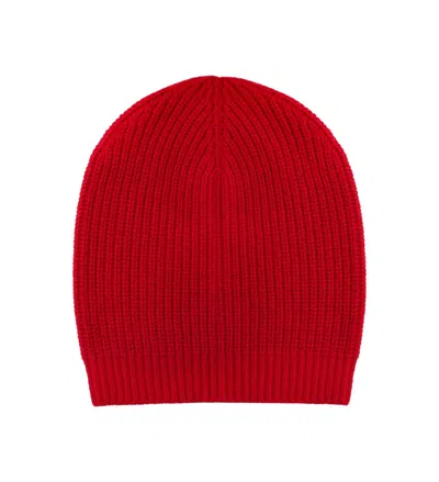 Carolina Amato Women's Cashmere Rib Hat In Red