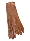 Carolina Amato Women's Italian Silk Long Gloves In Saddle In Brown