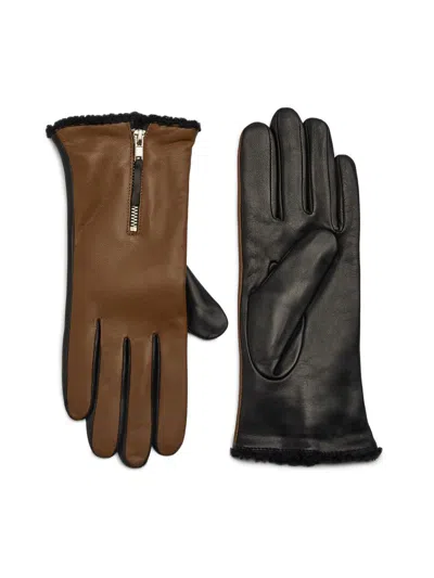 Carolina Amato Women's Shearling-lined Colorblocked Gloves