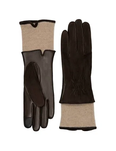 Carolina Amato Women's Suede Back Touch Tech Gloves In Brown