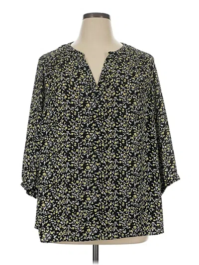 Pre-owned Carolina Belle 3/4 Sleeve Blouse In Black