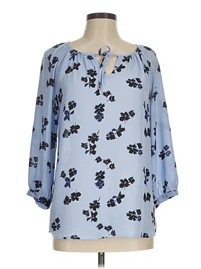 Pre-owned Carolina Belle 3/4 Sleeve Blouse In Blue