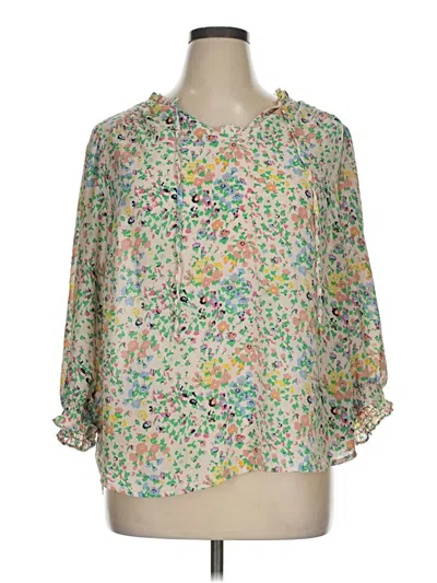 Pre-owned Carolina Belle 3/4 Sleeve Blouse In Green